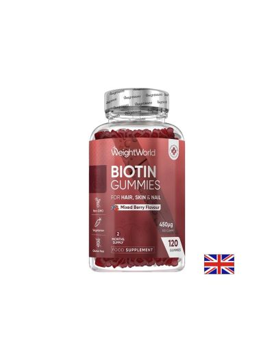 Биотин ( Витамин Б7 ) 5000 мкг х 120 желирани таблетки Weight World | Biotin Gummies