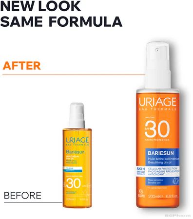 БАРИЕСЪН Слънцезащитно сухо олио за тяло SPF30 200 мл ЮРИАЖ | URIAGE Bariesun