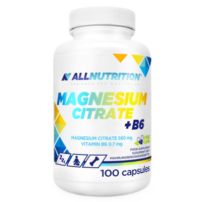 Магнезий цитрат + Витамин Б6 х 100 капсули Allnutrition | Magnesium Citrate + B6