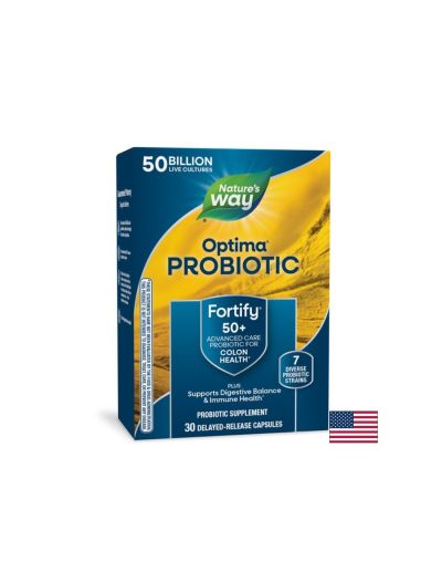Fortify Optima ™ 50+ Пробиотик за възрастни 50 млрд CFU, 7 щама х 30 капсули Nature's Way
