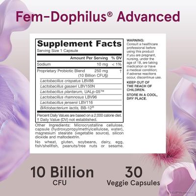 Пробиотик за жени Fem-Dophilus 10 млрд CFU + Витамин Б12 + Фолиева киселина х 30 капсули ДЖАРОУ | Jarrow Formulas