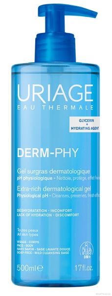 ЮРИАЖ DERM-PHY+ Богат измивен душ - гел за цялото тяло х 1000 мл | URIAGE Gel Sugras Cleansing gel