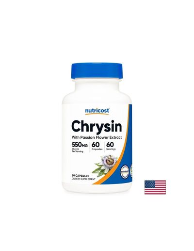 Хризин 550 мг + пасифлора екстракт х 60 капсули Nutricost | Chrysin