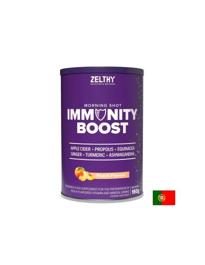 Immunity Boost Формула с витамин Ц, Д3, цинк, селен и прополис на прах 150 гр Zelthy Origins ( праскова )