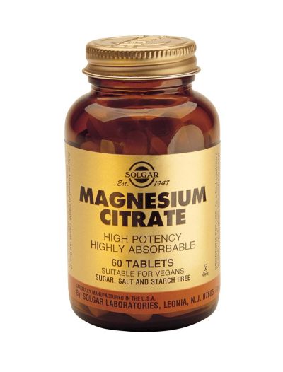 МАГНЕЗИЙ (Магнезиев цитрат) 200мг х 60 таблетки СОЛГАР | MAGNESIUM CITRATE SOLGAR