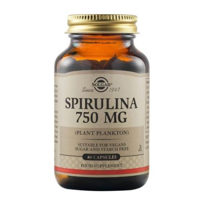 СПИРУЛИНА 750мг 80 капсули СОЛГАР | SPIRULINA SOLGAR