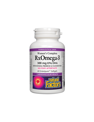 RxOmega-3 за жени - Рибено, ленено + масло от вечерна иглика 60 капсули Natural Factors