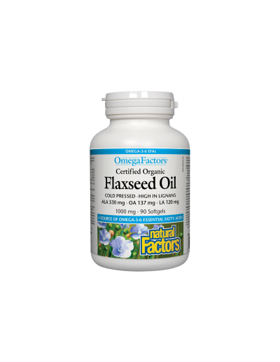 Ленено масло 1000мг х 90 капсули Natural Factors | Flaxseed Oil