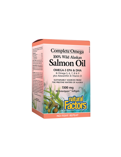 Масло от дива сьомга от Аляска 1300мг х 90 капсули Natural Factors | Salmon Oil Alaskan 