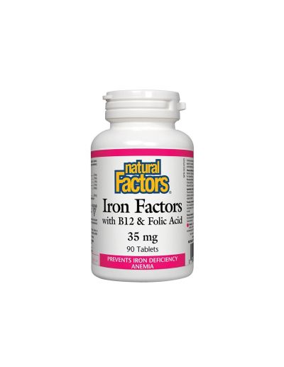 Iron Factors® - Желязо + витамин В12 + фолиева киселина х 90 таблетки Natural Factors