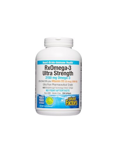 Rx Omega-3 Ultra Strength 2150 mg + Витамин D3 1000 IU, 150 софтгел капсули