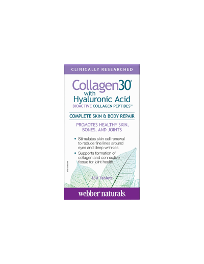 Collagen30® Колаген (биоактивни колагенови пептиди) + хиалуронова киселина х 180 таблетки Webber Naturals