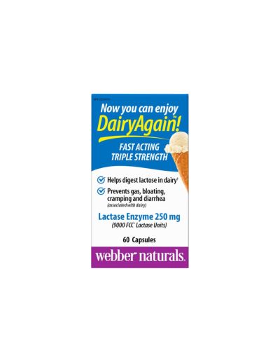 Лактаза ензим 250мг х 60 капсули Webber Naturals | Lactase Enzyme