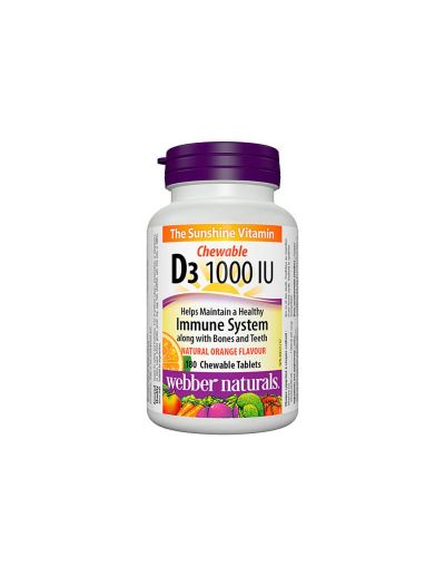 Витамин Д3 1000IU х 180 дъвчащи таблетки Webber Naturals | Vitamin D3 Cholecalciferol