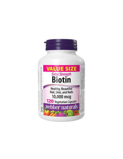 Биотин (Витамин Б7) 10000мкг х 120 капсули Webber Naturals | Biotin Extra Strength