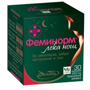 ФЕМИНОРМ ЛЕКА НОЩ х 30 капсули BOROLA (менопауза + трудно заспиване)