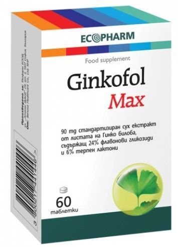 ГИНКОФОЛ МАКС 90мг х 60 Ecopharm (гинко билоба, селен и биотин)