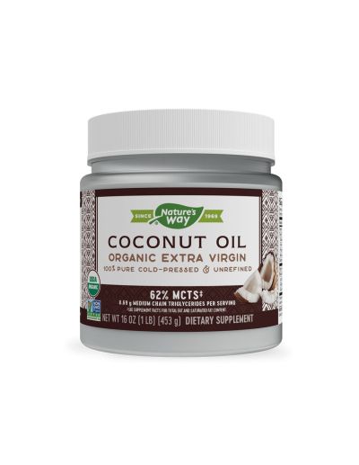 Кокосово масло 62% MCT мастни киселини х 474 мл 32 дози Nature’s Way | Coconut Oil Organic Extra Virgin