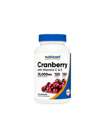 Червена боровинка екстракт 500 мг + витамин Ц и Е х 120 капсули Nutricost | Cranberry