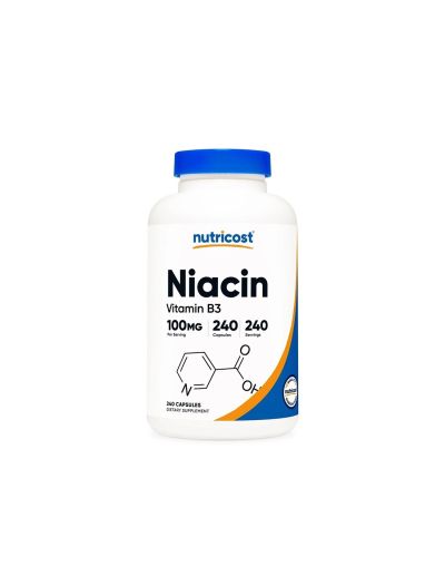 Витамин Б3 (Ниацин) 100 мг х 240 капсули Nutricost | Niacin Vitamin B3