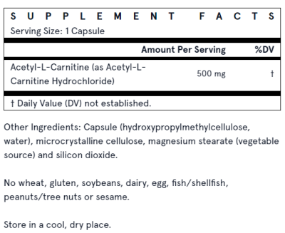 Ацетил Л-Карнитин 500 мг х 60 капсули ДЖАРОУ | Jarrow Formulas Acetyl L-Carnitine