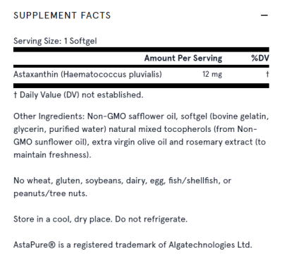 Астаксантин 12 мг х 30 капсули ДЖАРОУ | Jarrow Formulas Astaxanthin