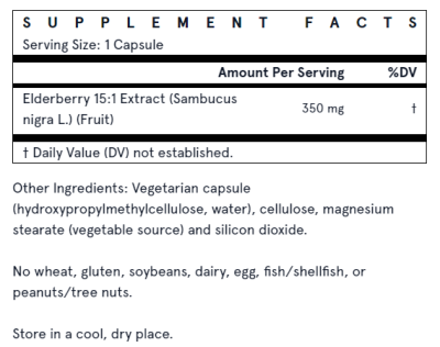 Бъз екстракт 350 мг х 60 капсули ДЖАРОУ | Jarrow Formulas Elderberry 15:1 Extract