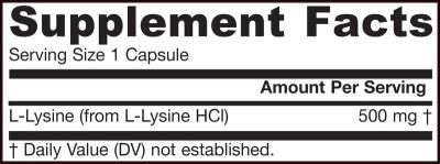 Лизин 500 мг х 100 капсули ДЖАРОУ | Jarrow Formulas L-Lysine