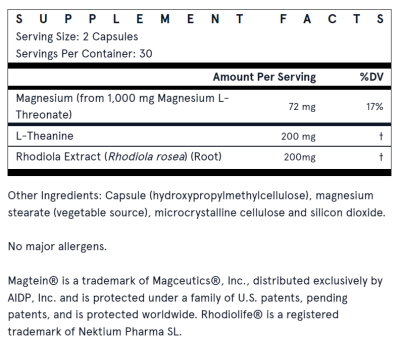 МАГМАЙНД Формула с магнезиев л-треонат и родиола и теанин х 60 капсули ДЖАРОУ | Jarrow Formulas Magmind Stress