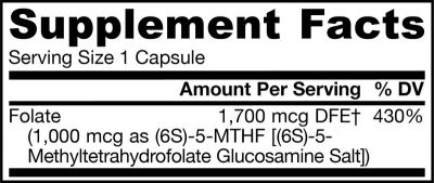 Метил фолат 1000 мкг х 100 капсули ДЖАРОУ | Jarrow Formulas Methyl Folate Quatrefolic