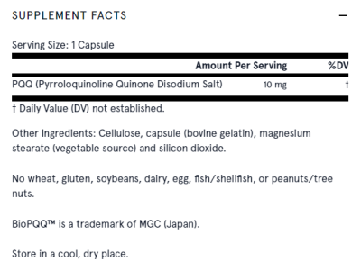 Пиролохинолин хинон PQQ 10 мг х 30 капсули ДЖАРОУ | Jarrow Formulas Pyrroloquinoline Quinone