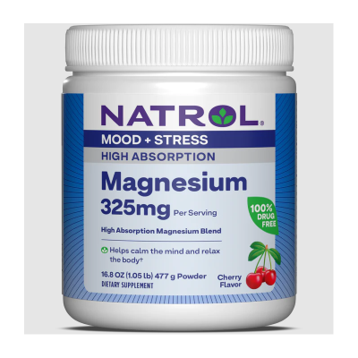 Натрол Магнезий на прах 325 мг + Калий с високо усвояване х 477 гр | Natrol Magnesium High Absorption